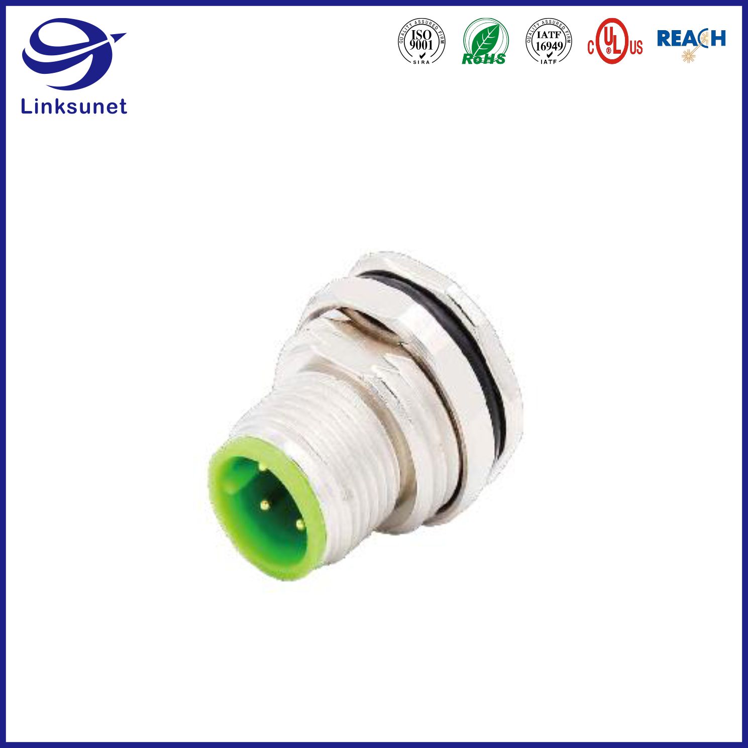 M12 Series Led Waterproof Connector For Industrial Wire Harness